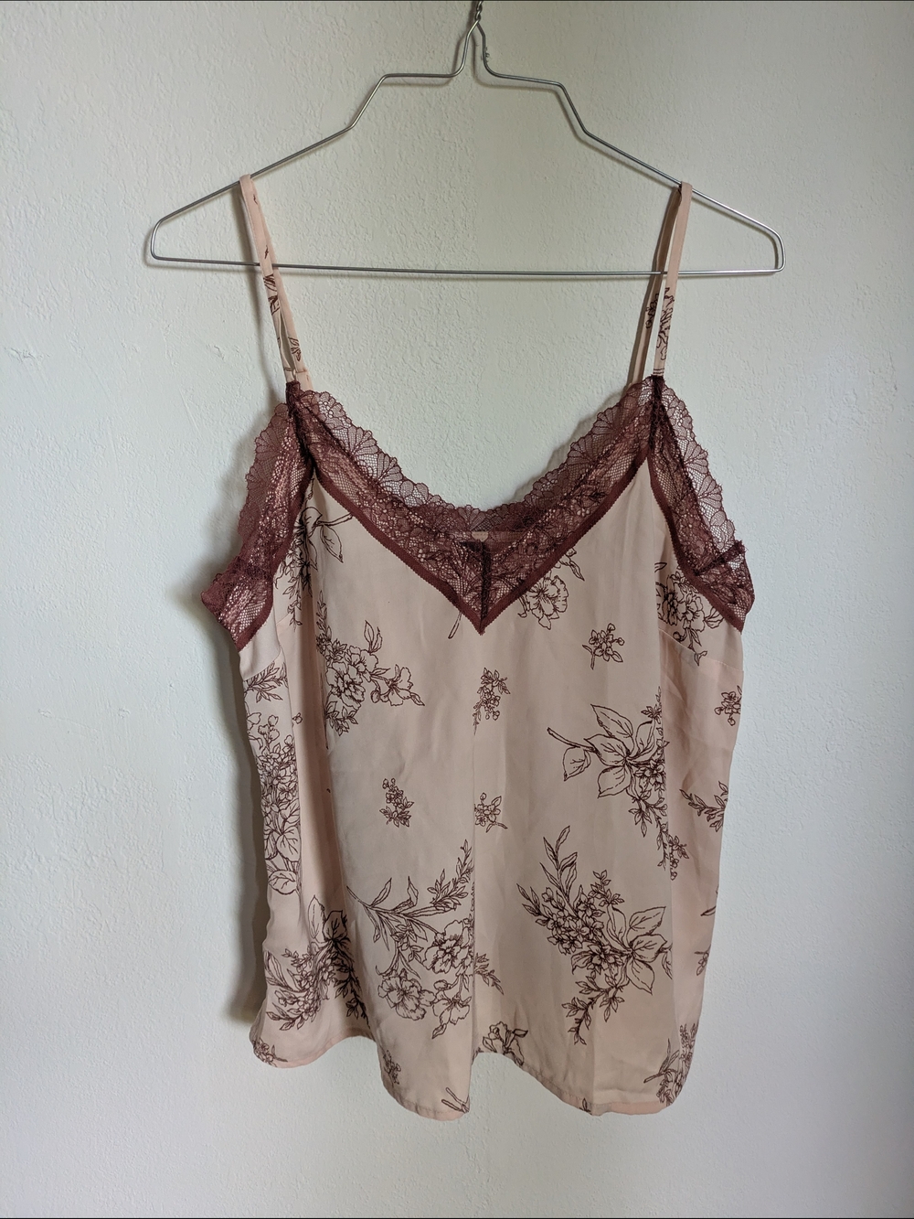 Old Navy Dusty Rose & Beige Floral Lace Cami